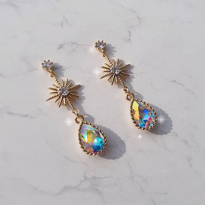 Starry Teardrops Earring - Rainbow