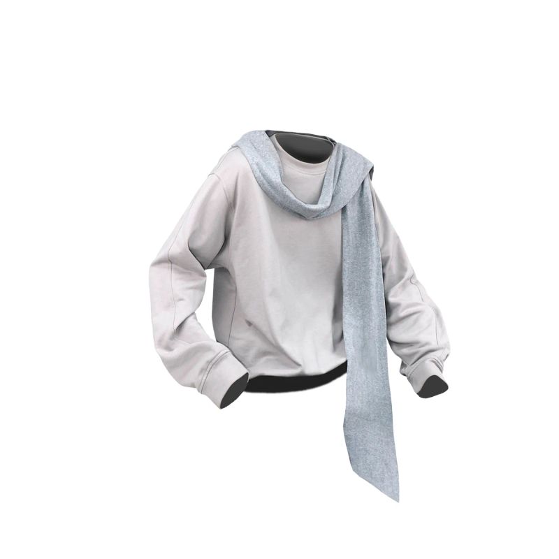 RELABEL('LABEL) detachable hood, 100% cotton, asymmetric deconstruction, loose and casual pullover round-neck sweater