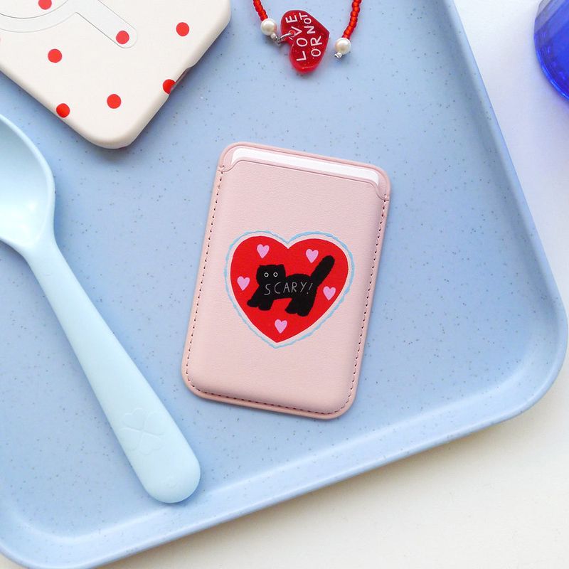[MADE]Pink-Red Love-Scary Cat Magsafe Cardcase(3 Piece Storage)
