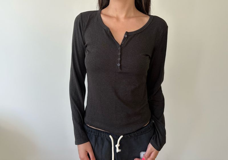 soft button henley top