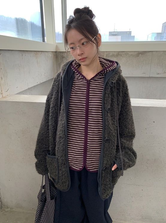 Handal Boucle Half Hood Fur Jacket