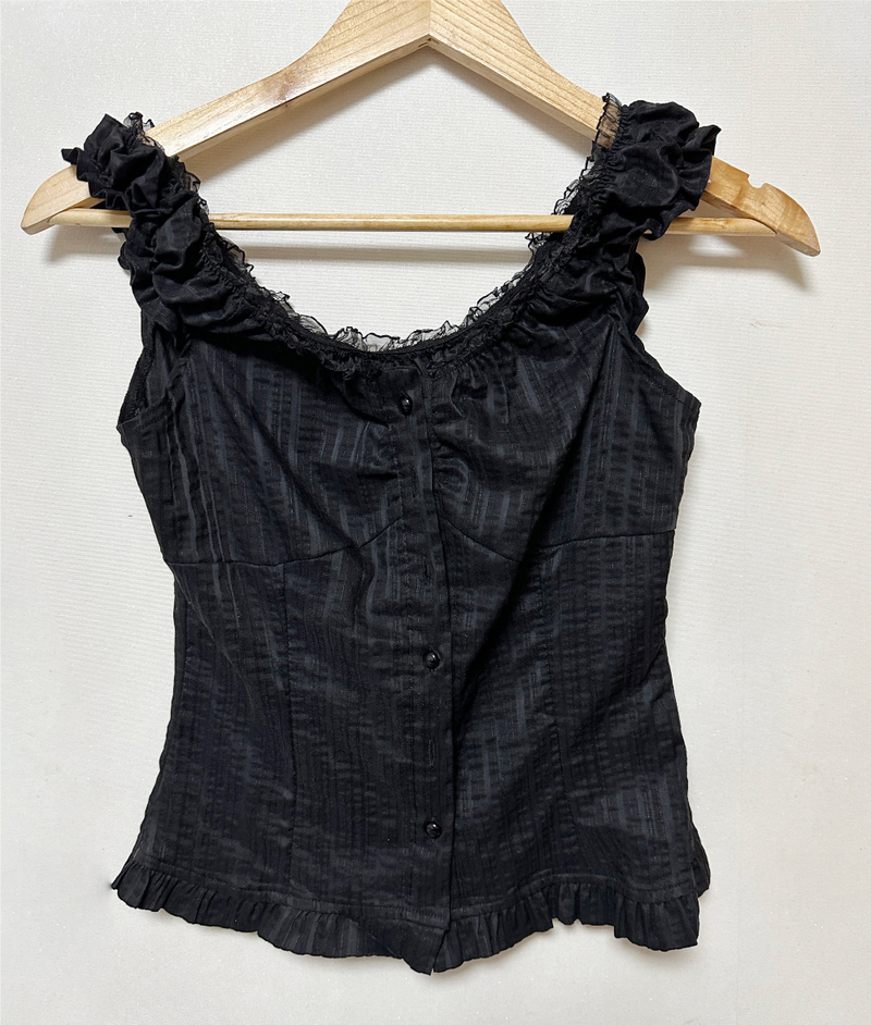 FRILL LACE BLOUSE SLEEVELESS 🤍🖤