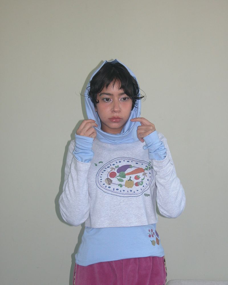 Veggie Crop L/S, Gray