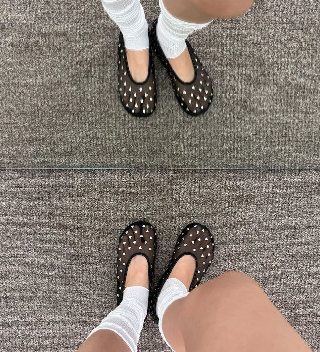 HEART STUD MESH FLAT