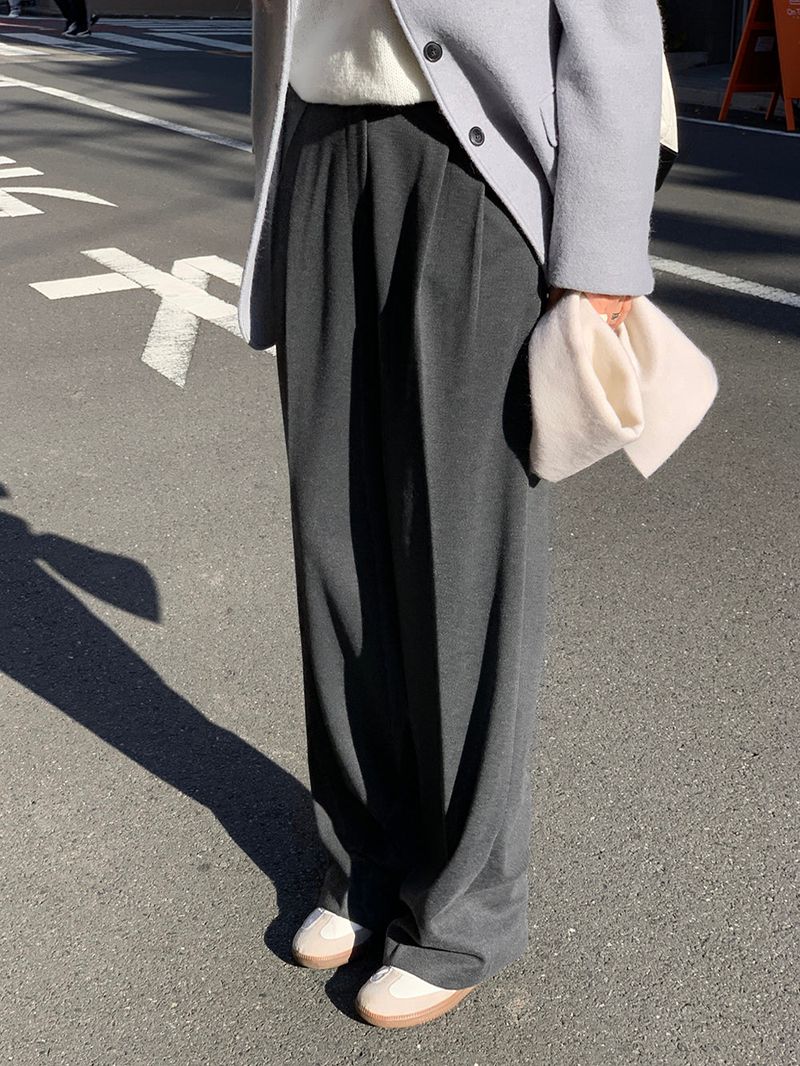 [MADE] [Wool Napping] Winter Warm Pintuck Wide Slacks