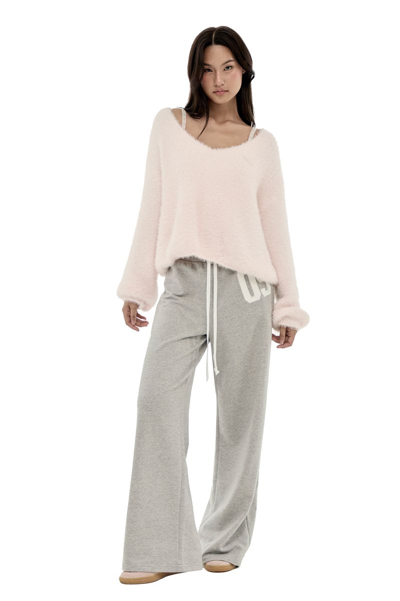 09 Numbering straight pants, Pink