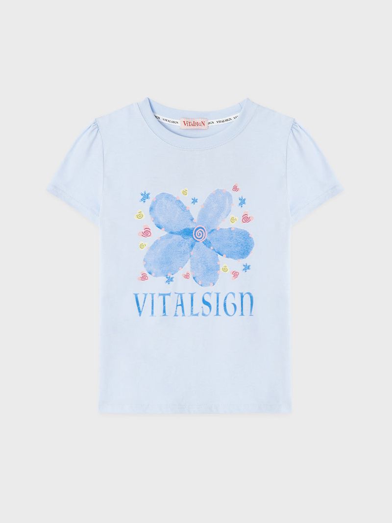 VITALSIGN（バイタルサイン）の「Blue Flower Slim Fit T-shirt（Tops）」