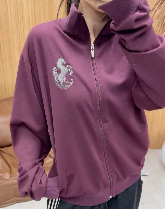 Nica Horse Embroidered Zip-Up