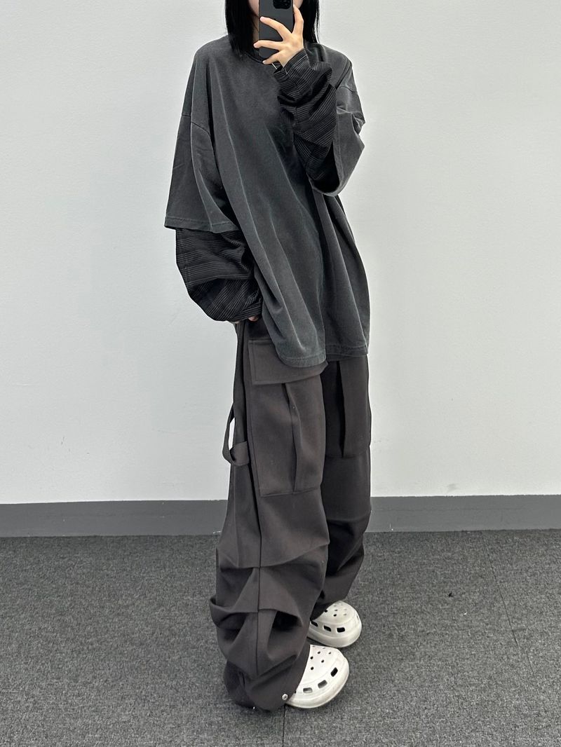 layered pigment stripe long sleeve