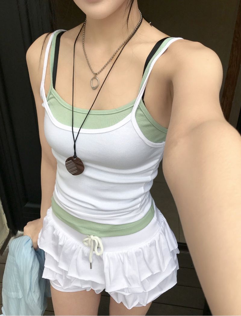 Jelly Layered Ribbed Sleeveless Top