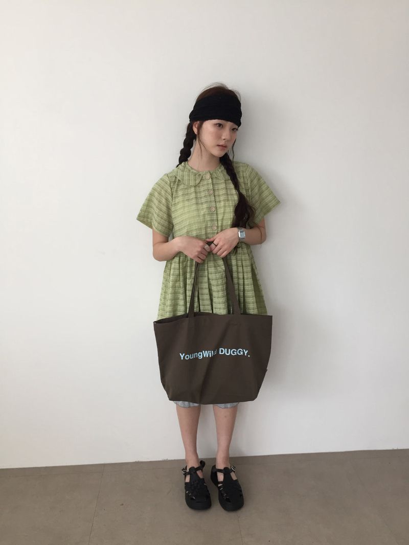 Plaid collar dress (3color) 