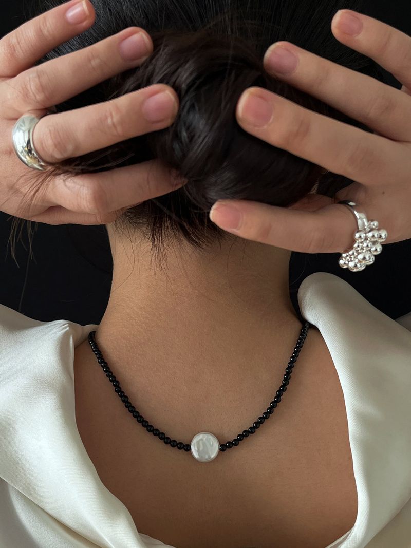 Flat Pearl Dew Drop Necklace 3Color