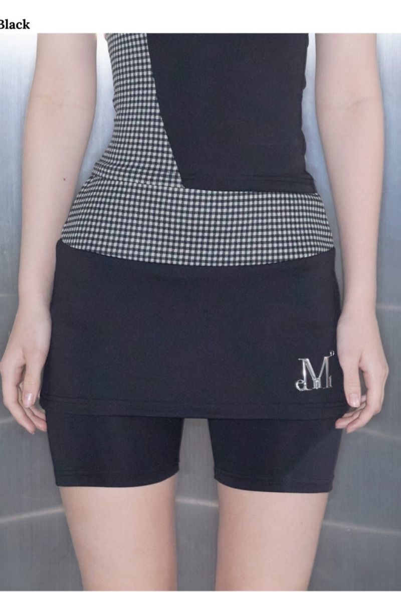 MUCENT（ムセント）の「ガウスセットアップメタルロゴチェックスカートハーフパンツ（パンツ）」