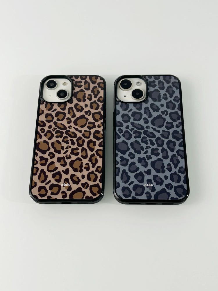 Leopard Magsafe Glass Bumper Case(Grey)