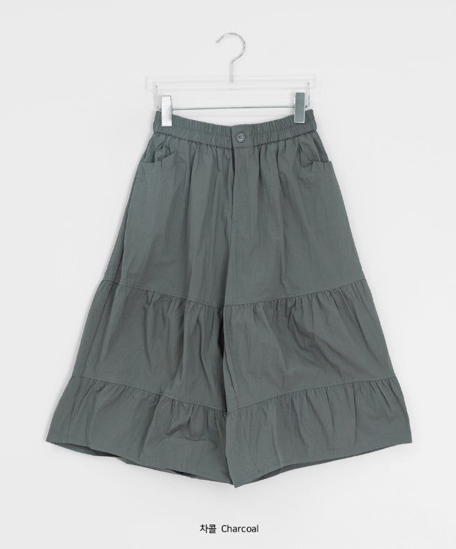 Leade Shirring Tiered Bermuda Banding Pants