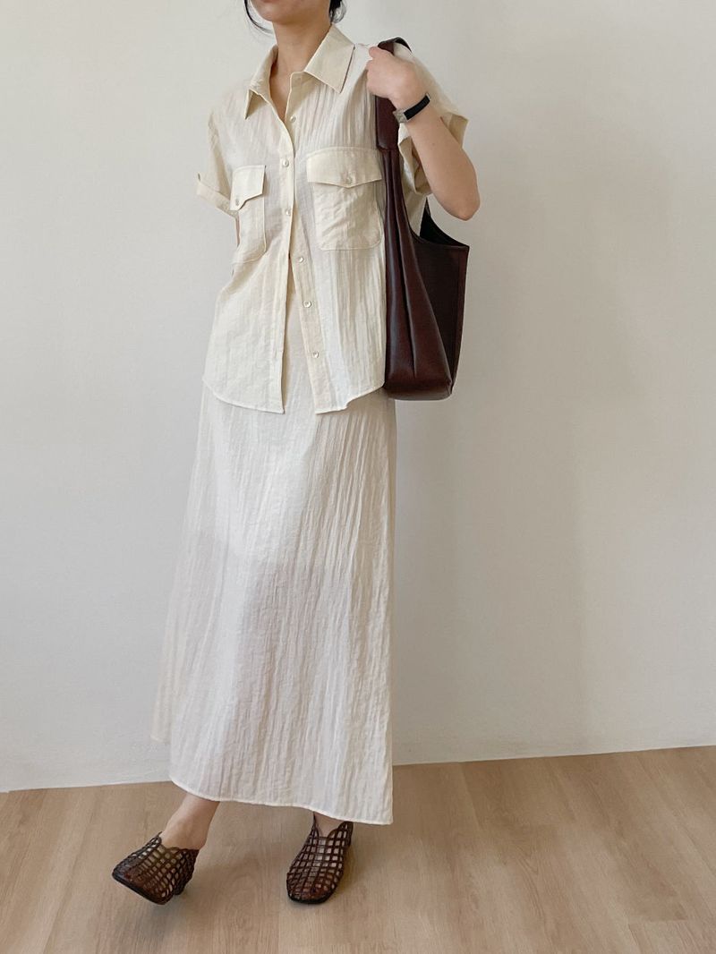 Even Nylon Roll-up Short Sleeve Shirt