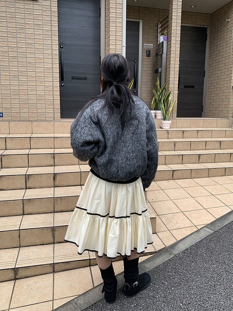 TAPE FLARE RIBBON SKIRT (2C)