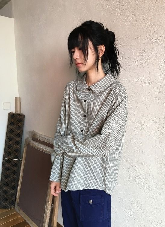 BAON（バオン）の「26FW★ [BAONHAUS] ホイミン ラウンドカラー チェックブラウス（トップス）」