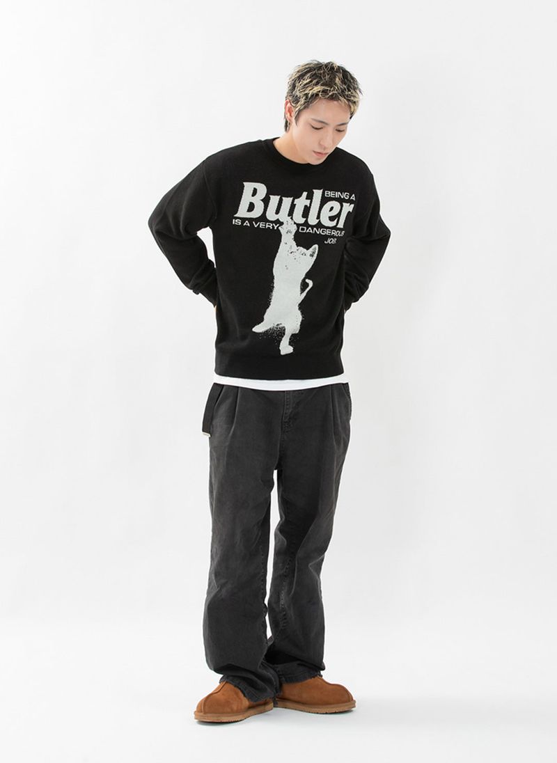 CAT BUTLER Knit Sweater (BLACK)
