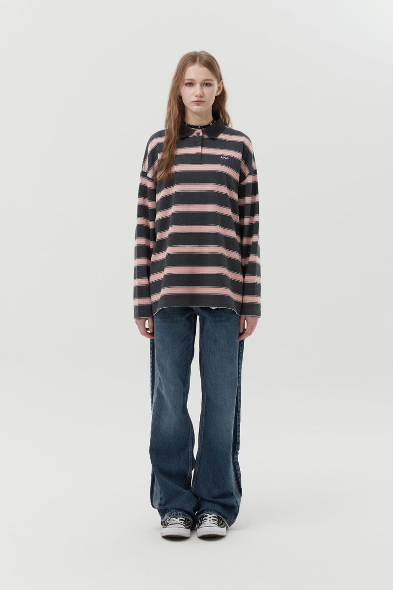 STRIPE RUGBY T-SHIRT [GRAY]