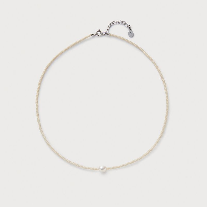 Ashore Beaded Necklace, coconut