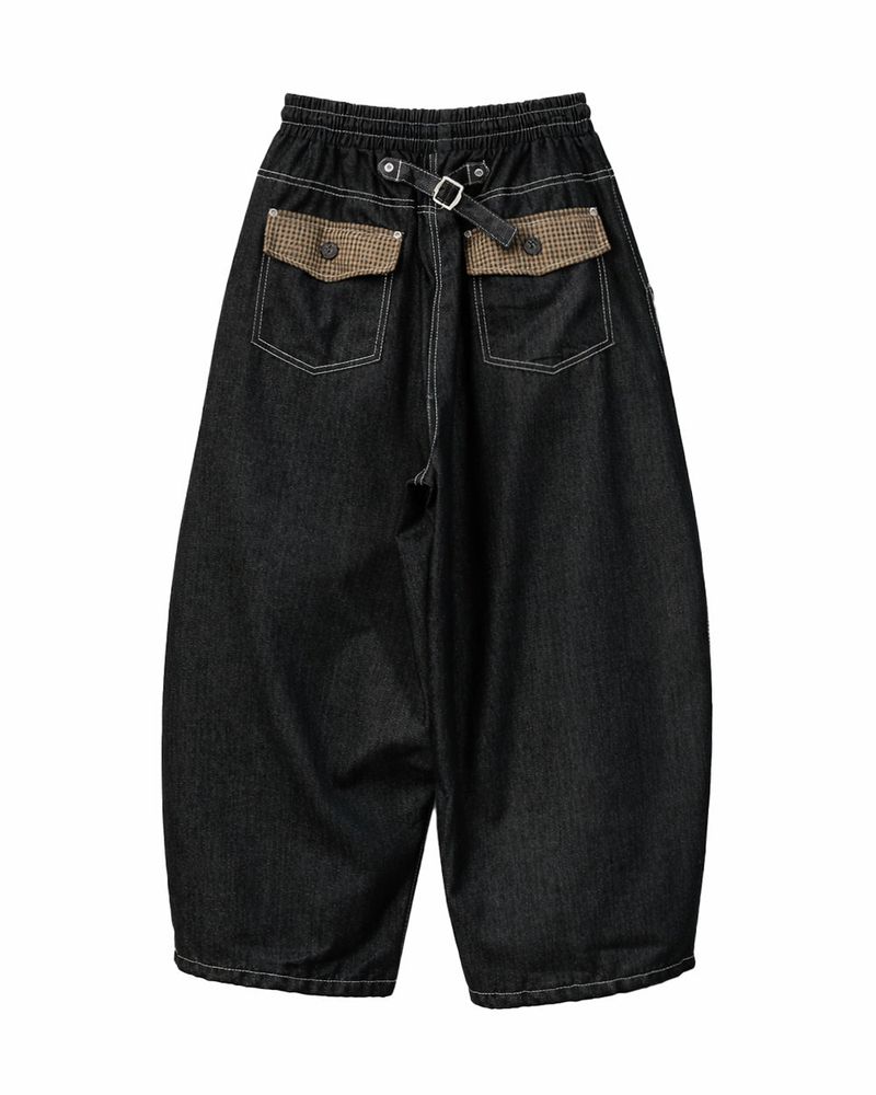 Hanel Check Flap Balloon Denim Pants