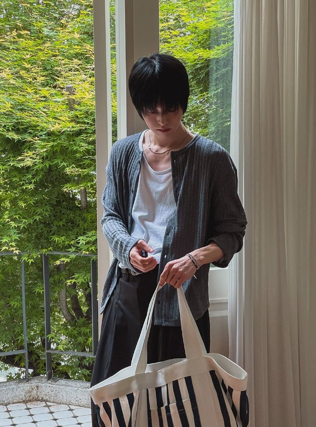 Rogen Ribbed Linen Button Cardigan