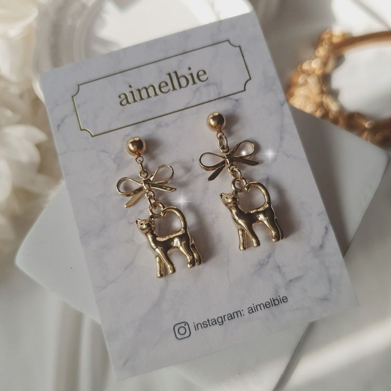 Kitty and Bow Piercing - Gold Color