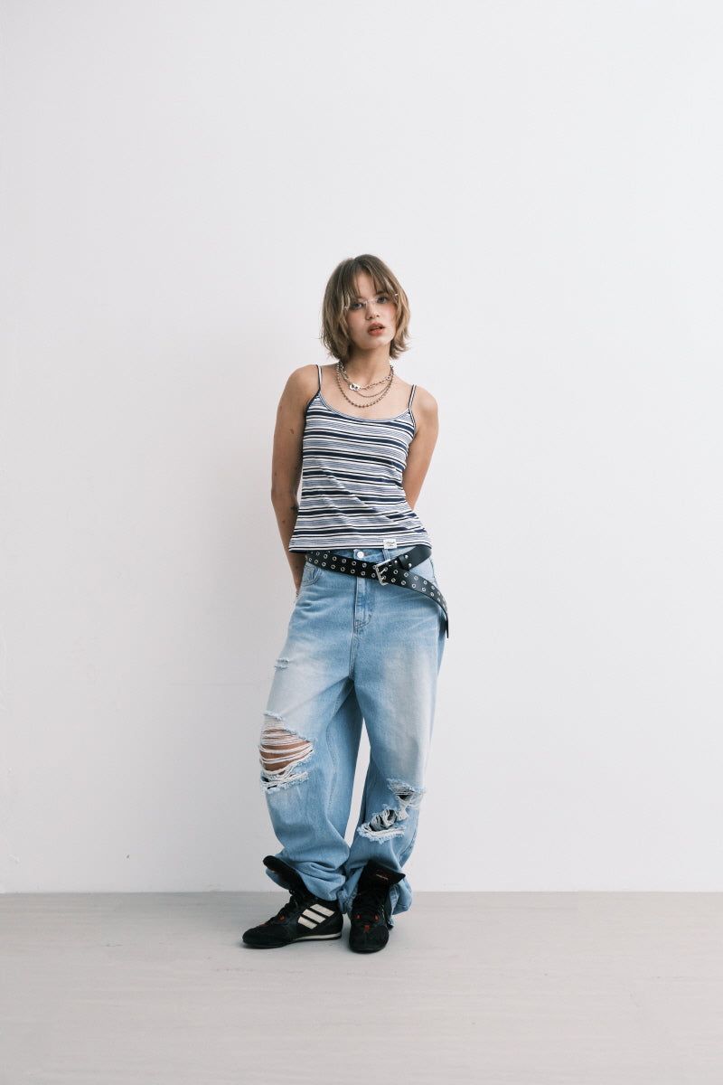 stripe sleeveless (blue)
