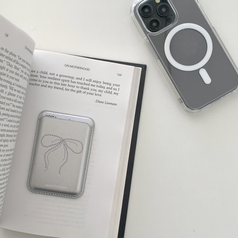 [MADE]  Twinkle ribbon magsafe card wallet(ver.2)_SILVER