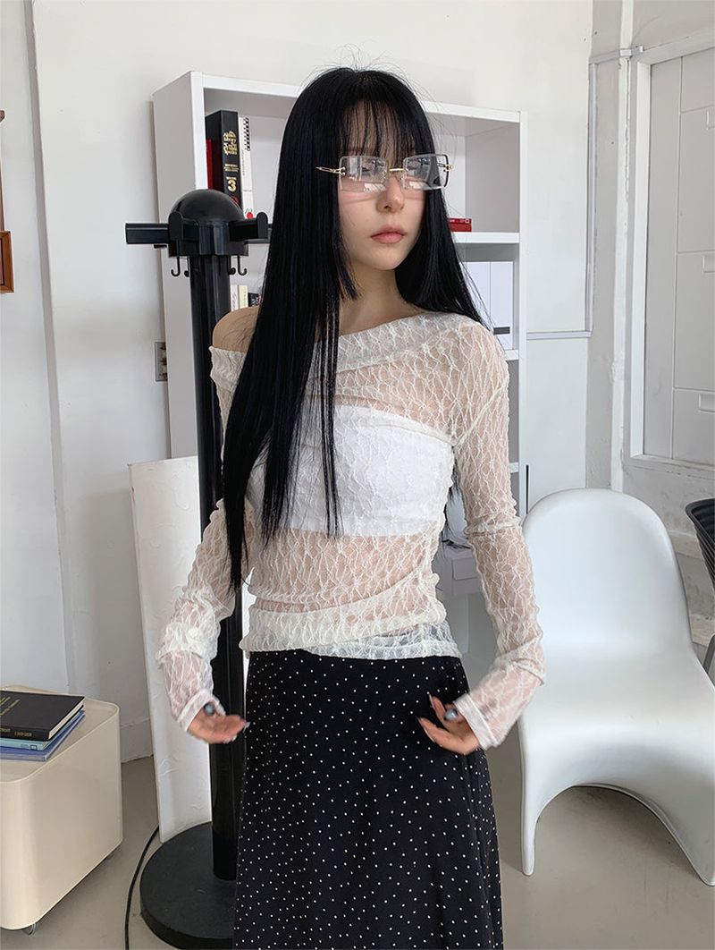 DOT MIDI CHIFFON SKIRT (2C)