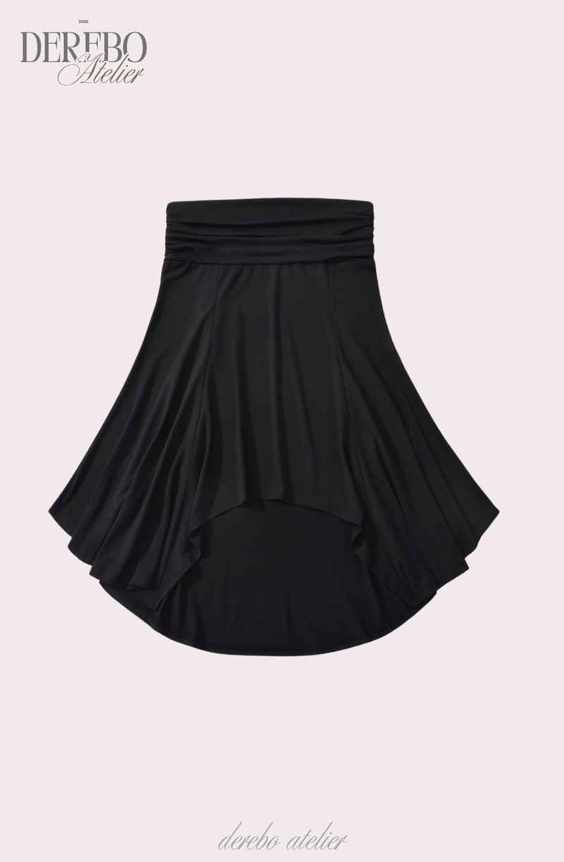 mood fit unbalanced midi long skirt