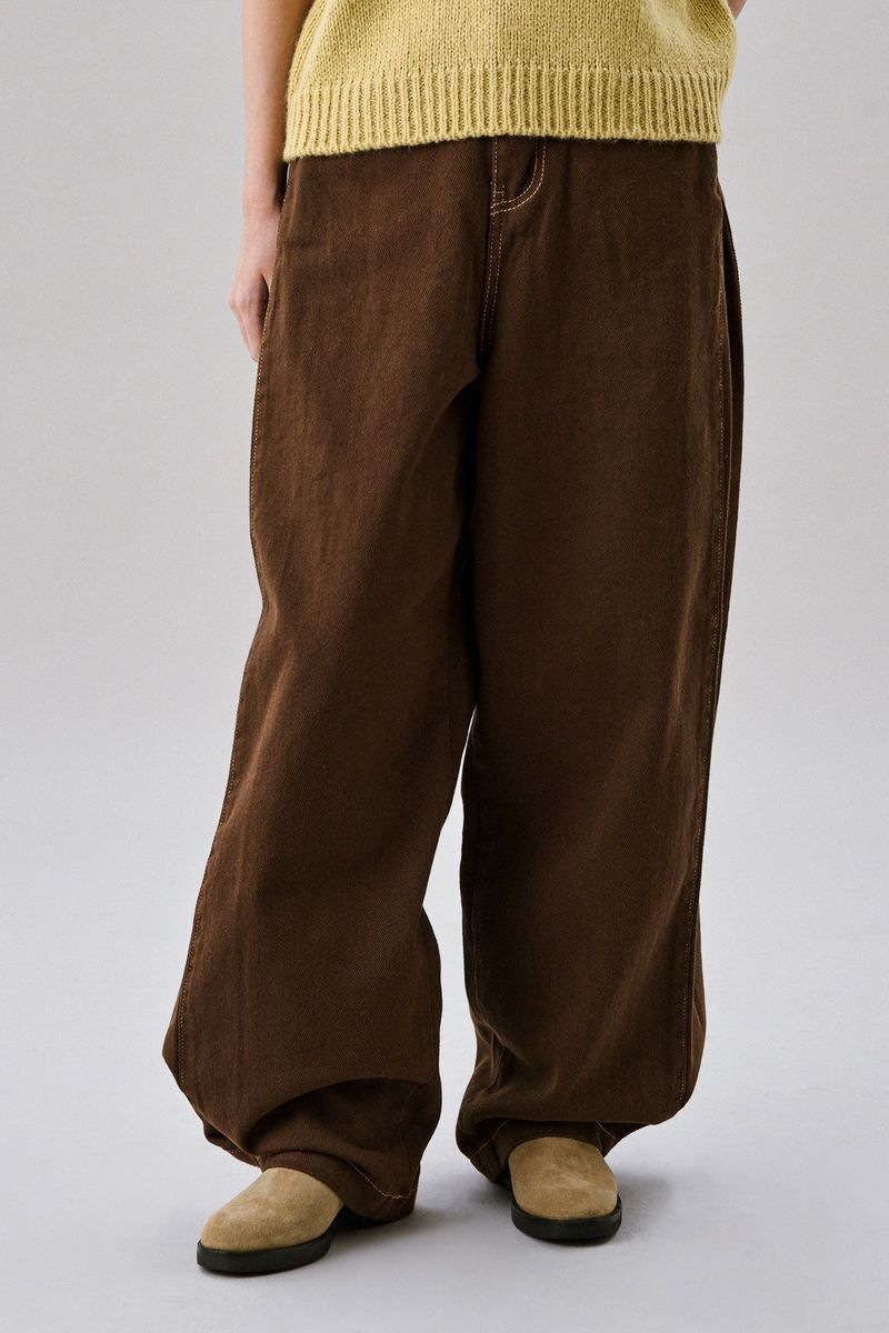Balloon Pintuck Pants [Brown]