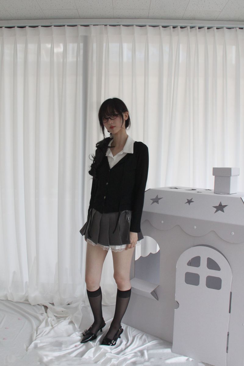 Layered Double Collar Cardigan T-shirt (2color)