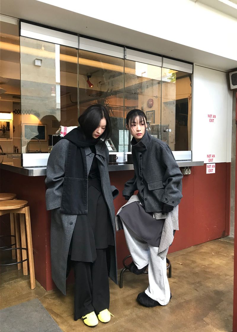 WOOL HIGHNECK LONG COAT