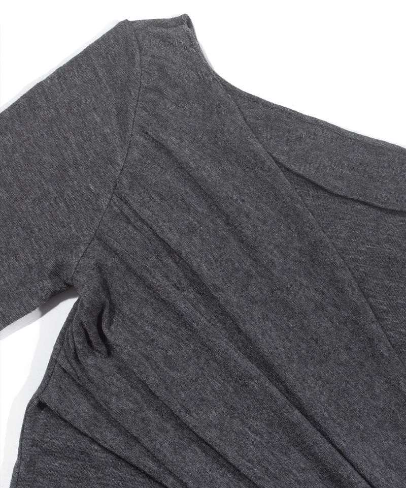 WRAP TIE BOATNECK TOP_Charcoal