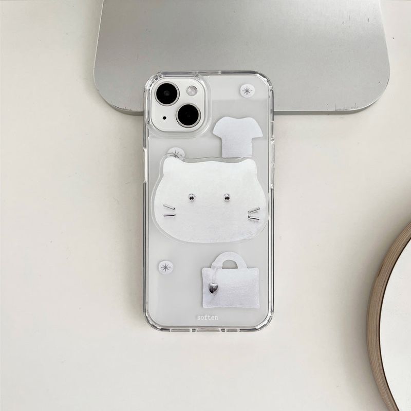 [phone grip] silver cat