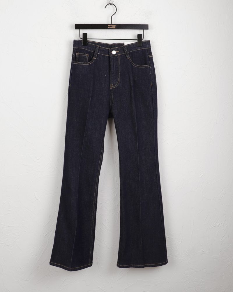 [3color] Libby stitched leg loom bootcut raw denim pants