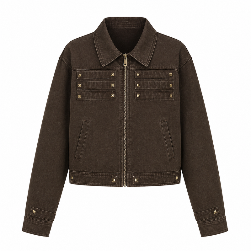 Cozy&Kitsch（コージーアンドキッチ）の「セリーヌ スタッド ストラップ ジップ ジャケット（ジャケット/アウター）」