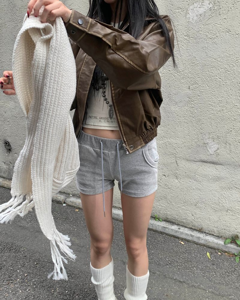 Fold leather jacket