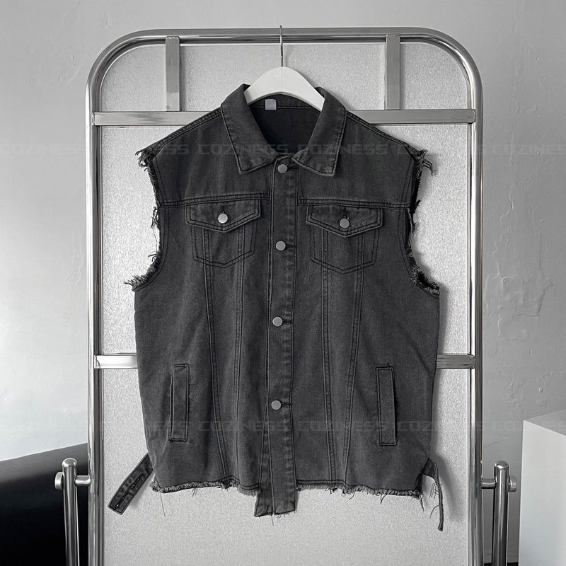 Black Jeans Denim Vest D725013534026