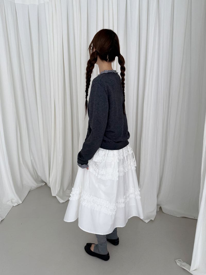 check frill cardigan 
