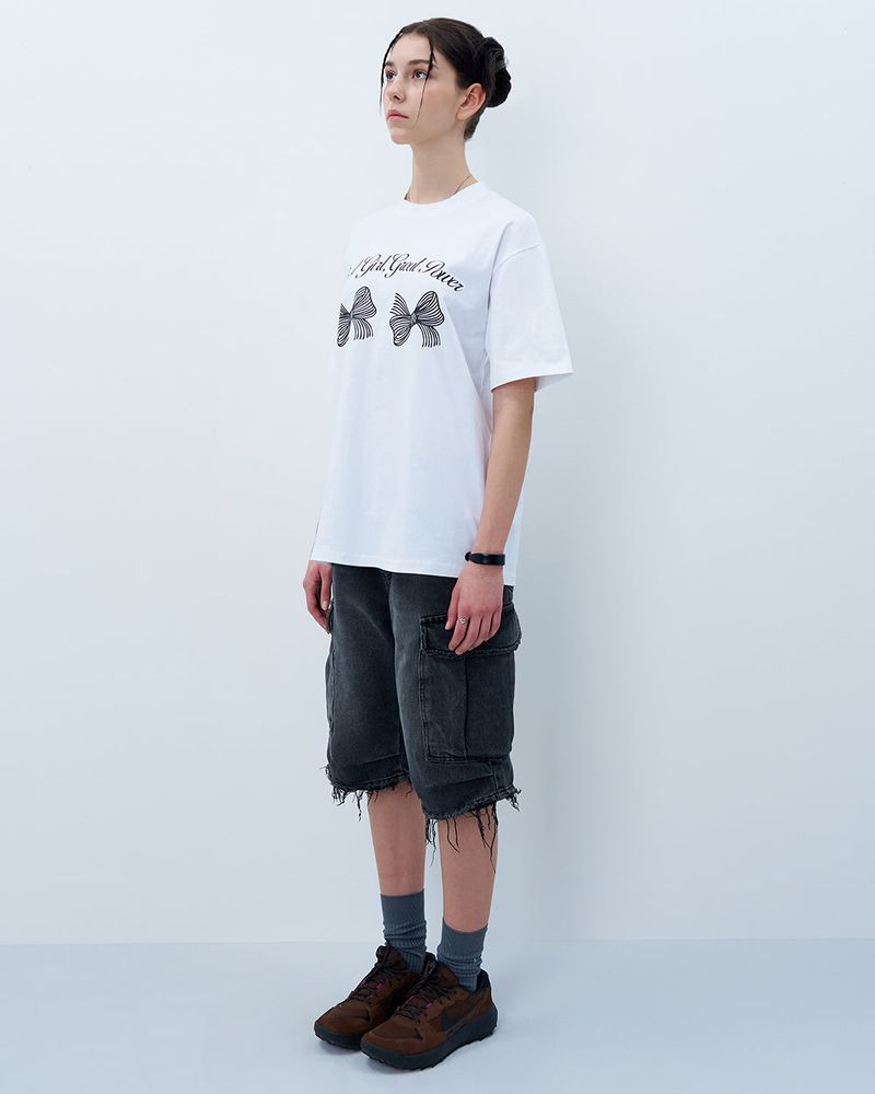 TWIN RIBBON TSHIRT-WHITE