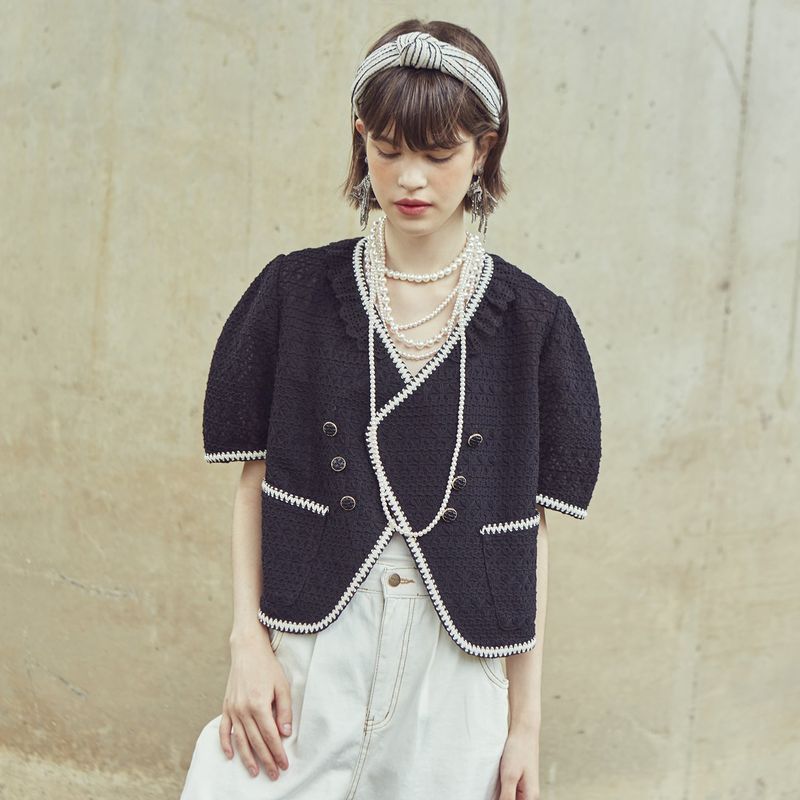 VITALSIGN（バイタルサイン）の「[LINE] Tweed Side Button Jacket (Black)（Jackets/Outerwear）」