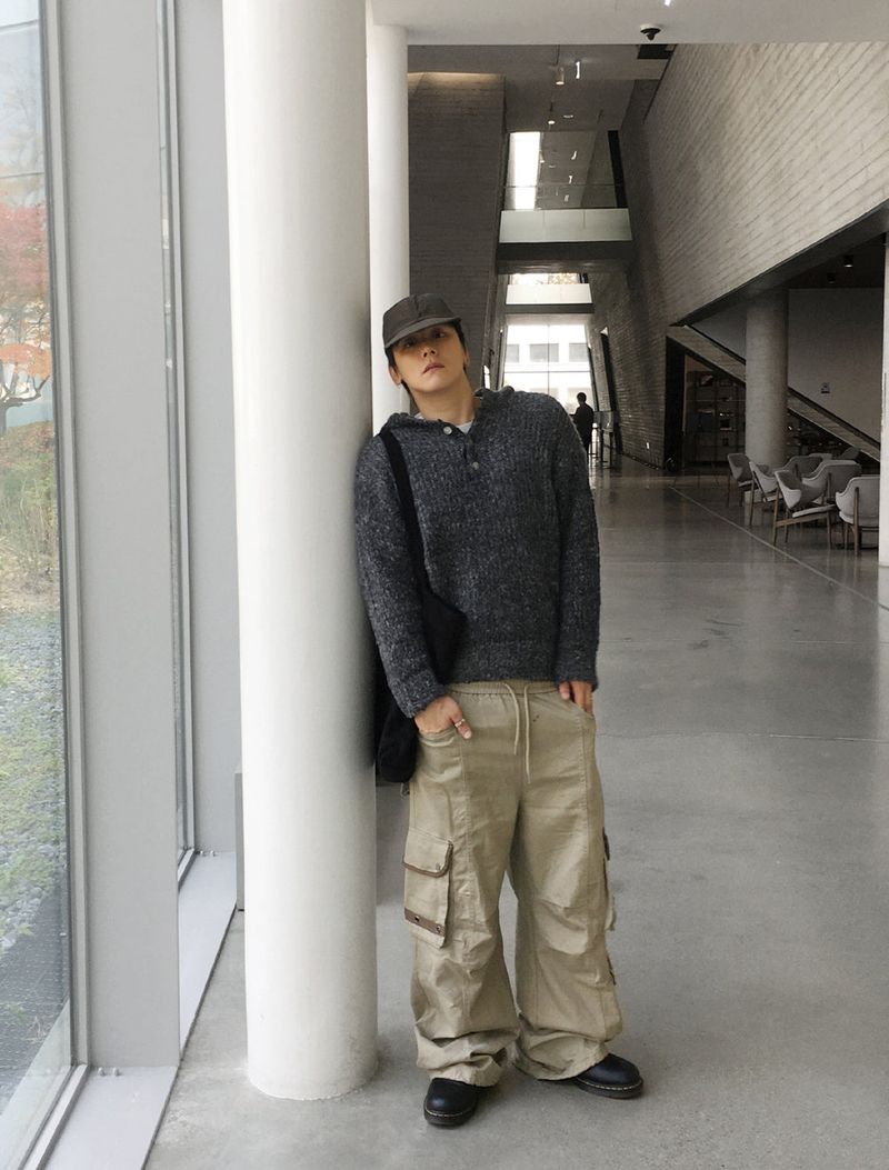 No.1496 alpaca button hood KNIT (3color)