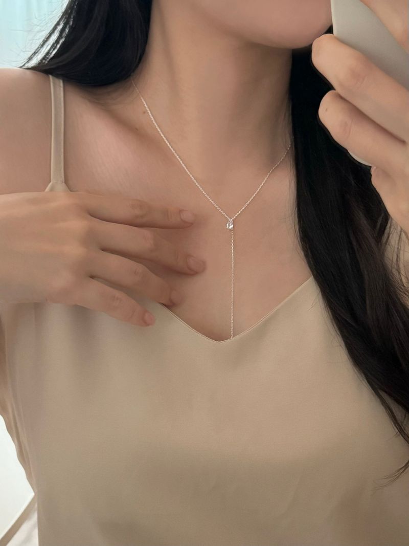 Blingmoon（ブリングムーン）の「[Silver 925] cubic drop necklace / wedding guest look daily simple silver chain long（Accessories）」