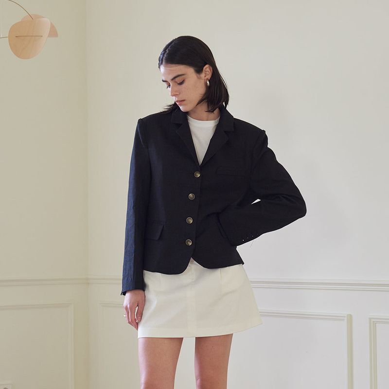 SINGLE LINEN JACKET (BLACK)
