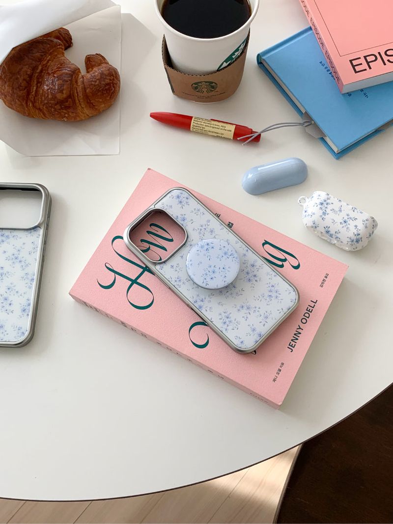 [MADE]ブルーブロッサム シルバー エポキシ バンパー iPhoneケース