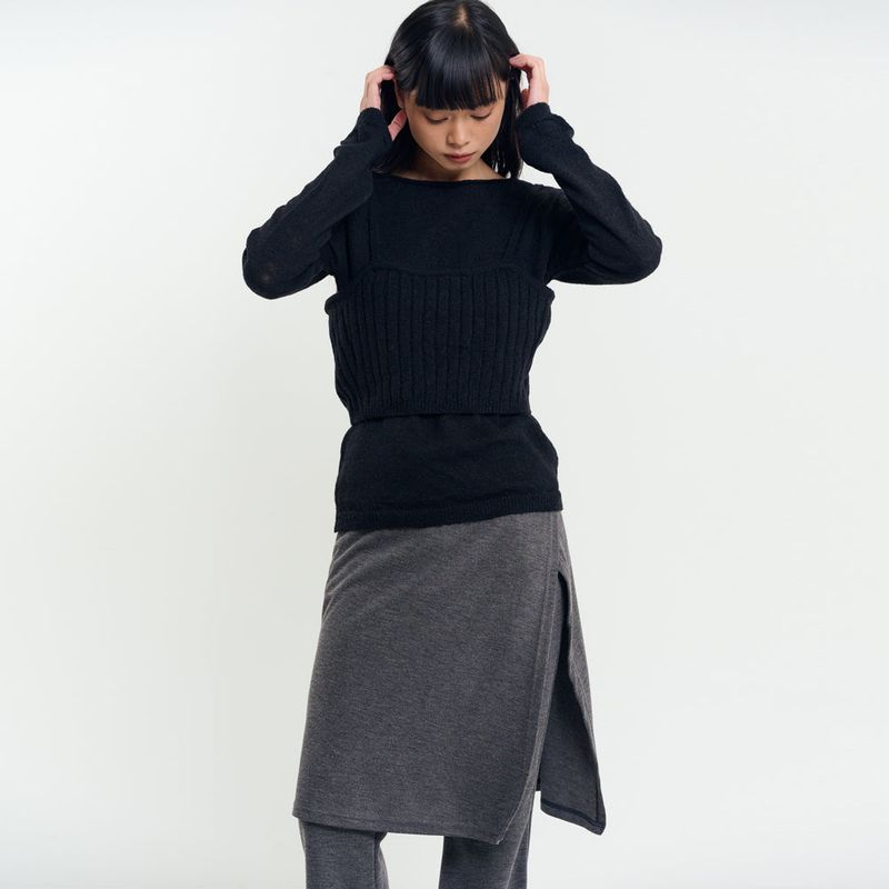 Wrap Skirt Pants Charcoal