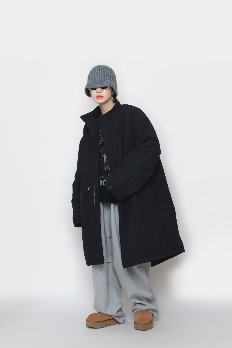 Long bomber padded jacket